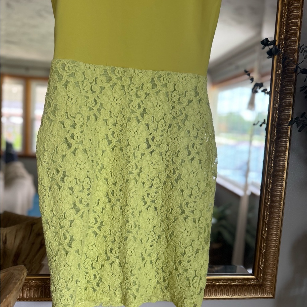 NWT MM Couture Yellow Lace Mini Dress | Palm Beach Resort Chic | Elegant Summer - Picture 10 of 10